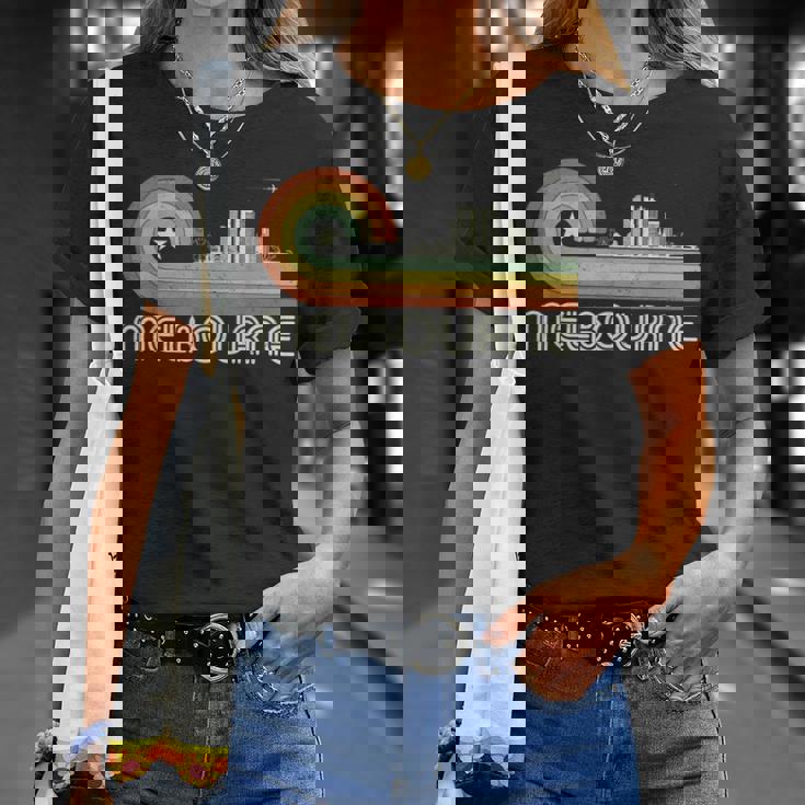 オーストラリア 休暇のお土産 レトロ ビンテージ スカイライン メルボルン Tシャツ 彼女への贈り物