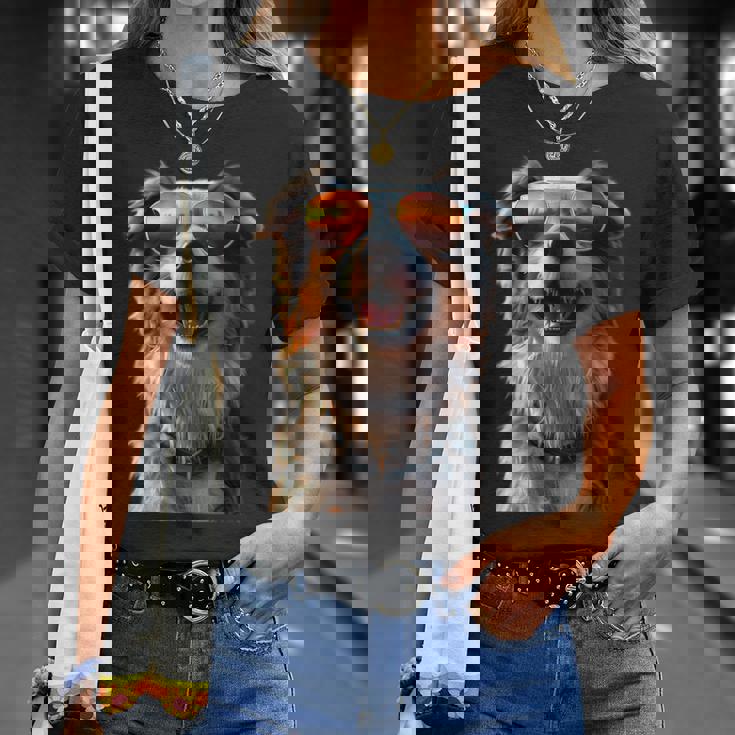 オーストラリアン・シェパード＆サングラス 愛犬家 シェパード Tシャツ 彼女への贈り物