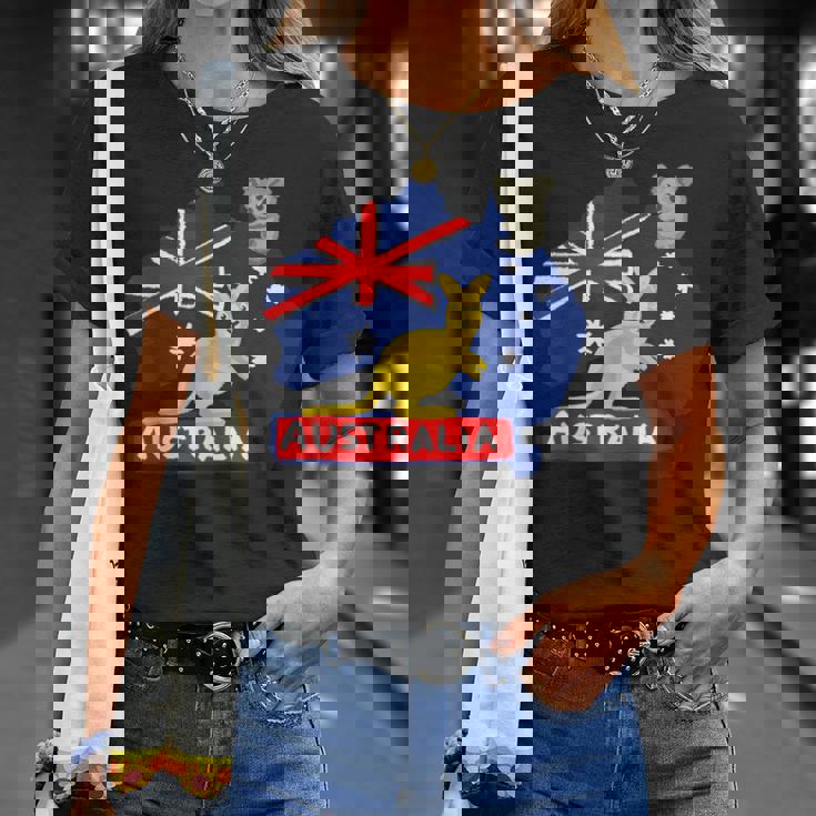 オーストラリア国旗マップ コンチネント カンガルー コアラ Tシャツ 彼女への贈り物