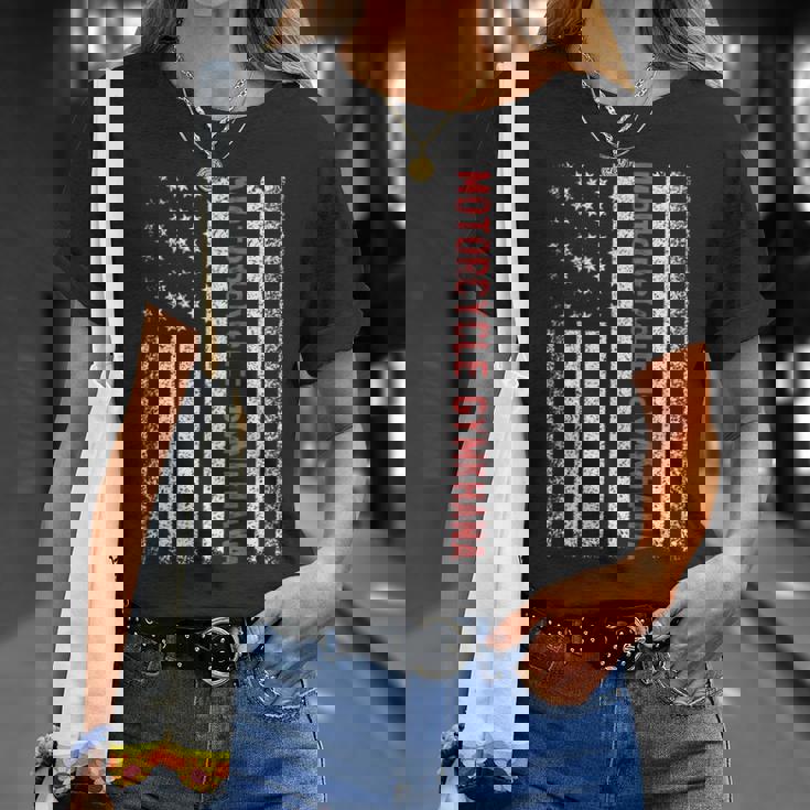 オートバイ ジムカーナ アメリカ国旗 7月4日 Tシャツ 彼女への贈り物