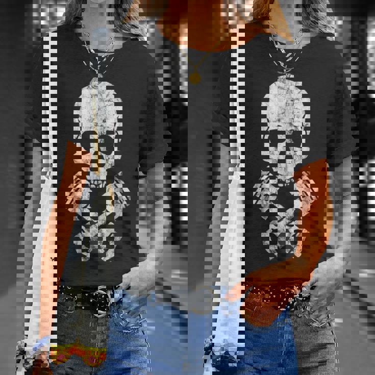 オートバイのホットロッドスカルとクロスボーンピストン Tシャツ 彼女への贈り物