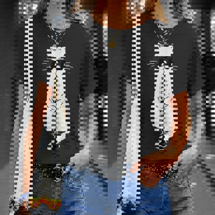 オーボエで遊ぶサングラスをかけた猫 Tシャツ 彼女への贈り物