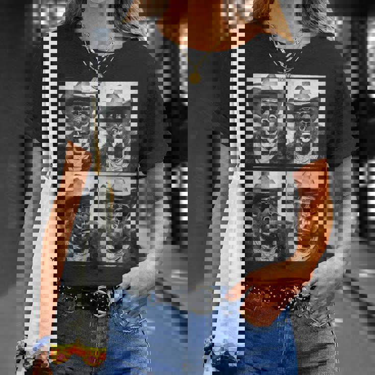 カウボーイ ゴリラ サングラス付き 動物 写真 ブース ウエスタン Tシャツ 彼女への贈り物