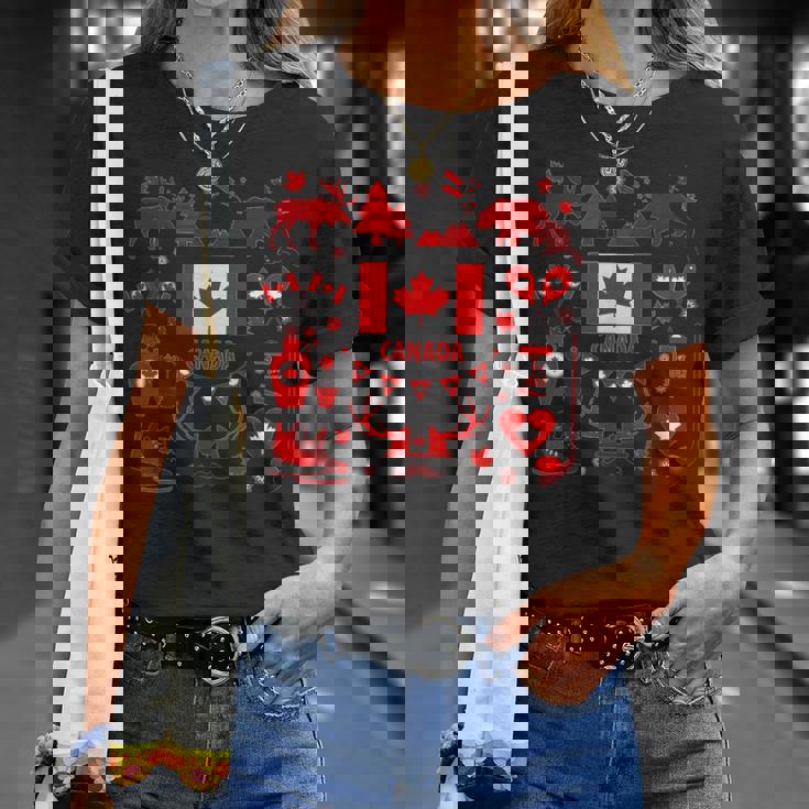 カナダ国旗tシャツ、カナダtシャツ、カナダ国旗、カナダ地図 Tシャツ 彼女への贈り物