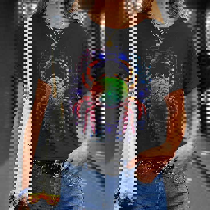 カニ曼荼羅動物モチーフアートカニ Tシャツ 彼女への贈り物