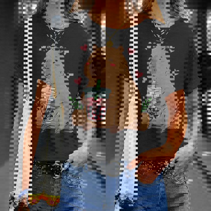 カピバラ ボバ バブルティー キッズ ガールズ キッズ カワイイ カピバラ Tシャツ 彼女への贈り物