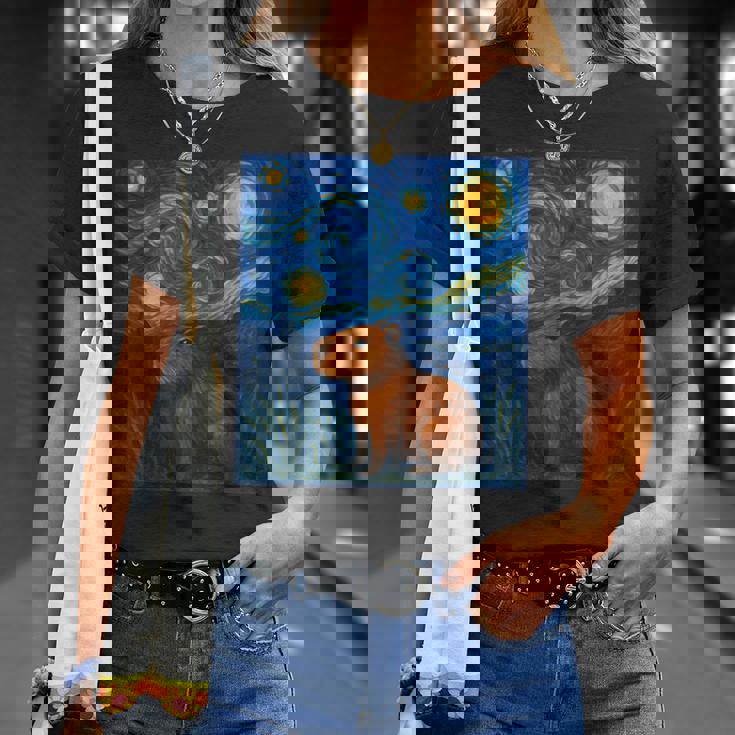 カピバラヴァンゴッホスターリーナイト Tシャツ 彼女への贈り物