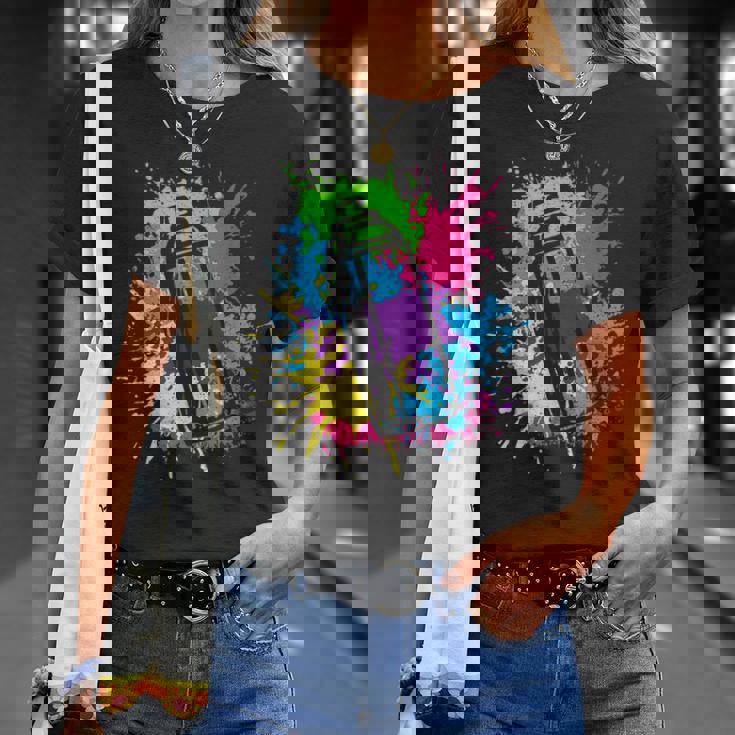 カラフル グラフィティグラフィックスプレーペンキの缶ストリートアートアーティスト Tシャツ 彼女への贈り物