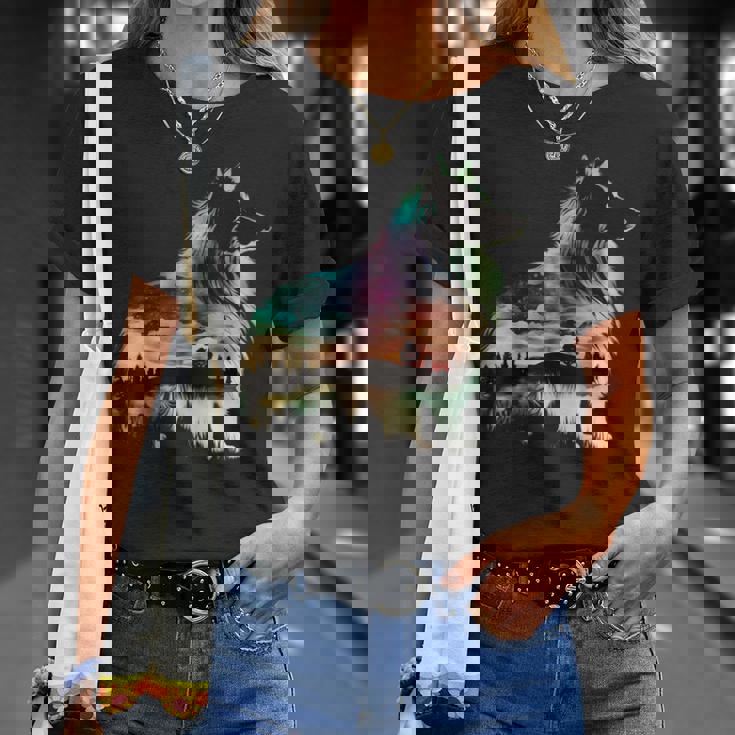 カラフル シェルティ 自然 シェットランド シープドッグ 反射 Tシャツ 彼女への贈り物