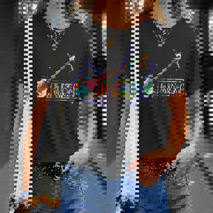 カラフル 三味線 三味線 三味線 三元楽器 Tシャツ 彼女への贈り物