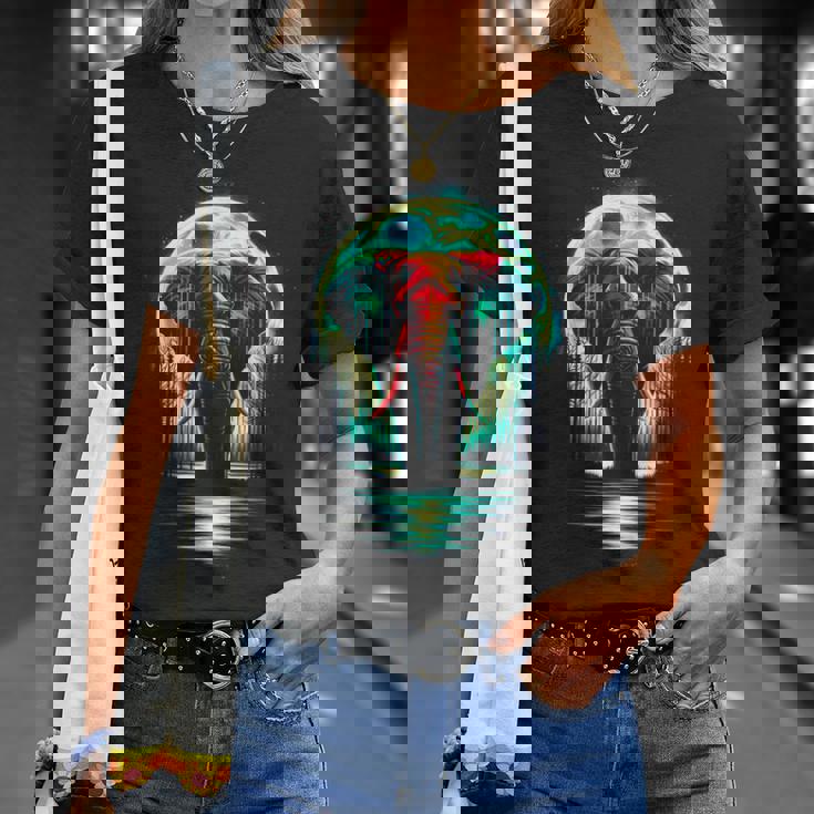 カラフル 象 精霊 動物 かっこいい イラスト アート Tシャツ 彼女への贈り物