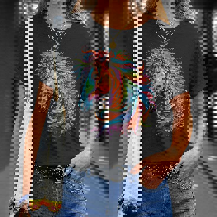 カラフルなアイルランドのドラフト馬愛好家スプラッシュアート Tシャツ 彼女への贈り物