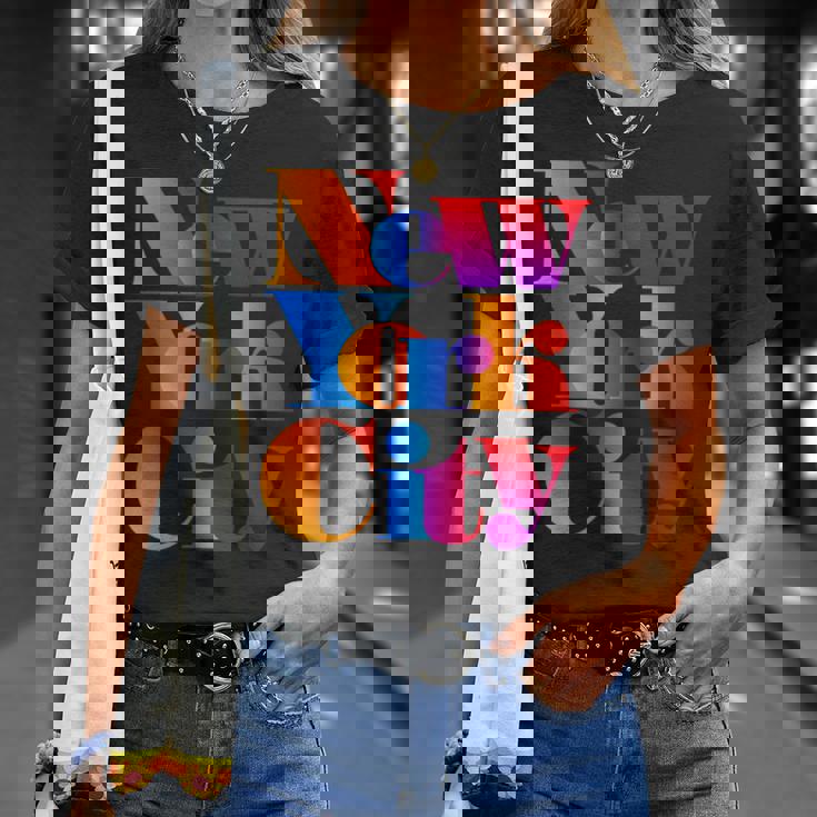 カラフルなニューヨークシティファッショングラフィックtシャツ、ニューヨーク市 Tシャツ 彼女への贈り物