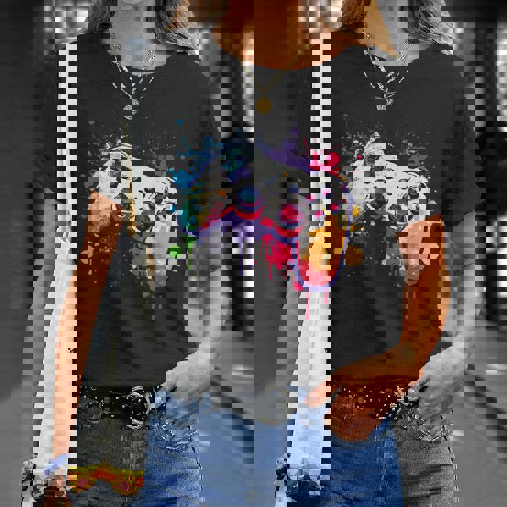 カラフルなビデオゲームコントローラー ジョイスティック コンソール Tシャツ 彼女への贈り物