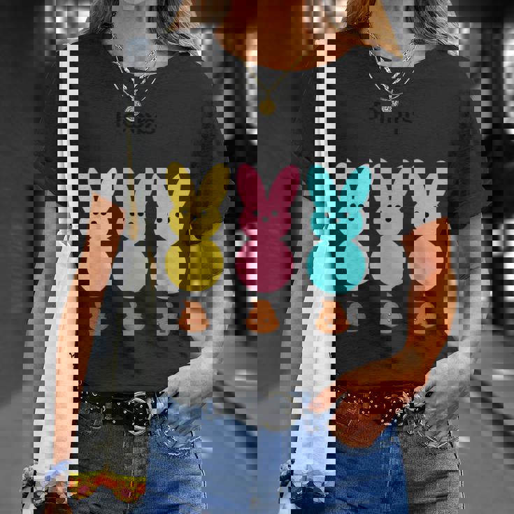 カラフルなマシュマロバニーのうんち Tシャツ 彼女への贈り物