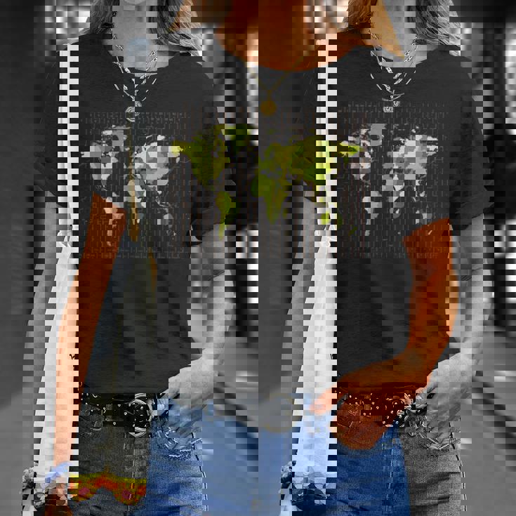 カラフルな地図 地球 タイムゾーン 国 大陸 地理 Tシャツ 彼女への贈り物