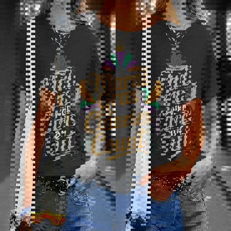 カロリーがカウントされないマルディグラ Tシャツ 彼女への贈り物