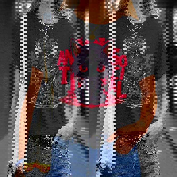 カワイイアニメ ゴシックキャット 反社会的 内向性 メンヘラ Tシャツ 彼女への贈り物