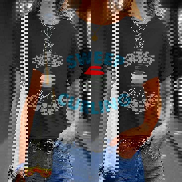 カーリングしているときだけ掃除する-おもしろいカーリング Tシャツ 彼女への贈り物