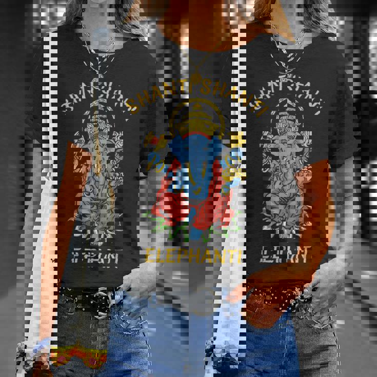 ガネーシャ ヨガ シャンティ 象 ブッダ 象 Tシャツ 彼女への贈り物