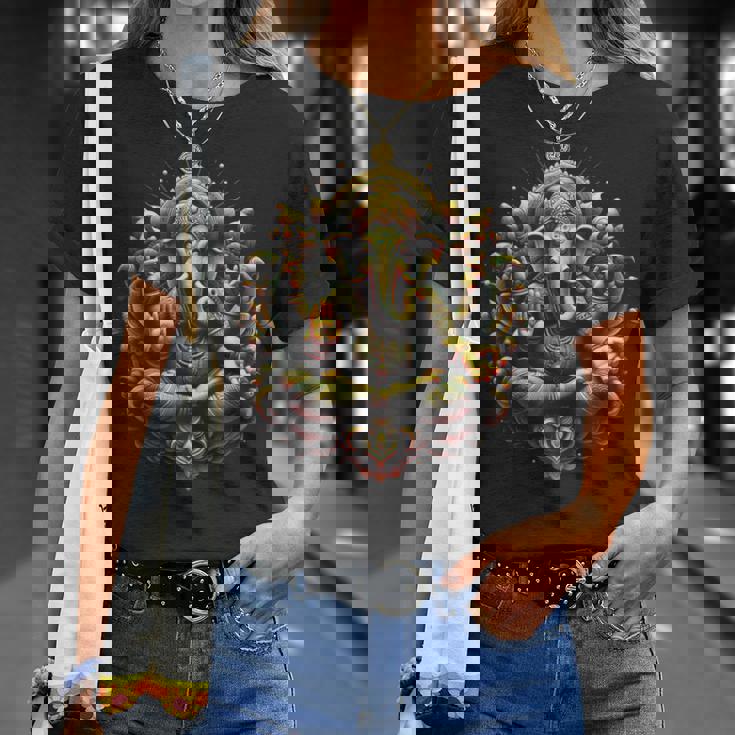 ガネーシュ ヨガ ヒンドゥー教 象 神 ガネーシャ プージャ ナマステ Tシャツ 彼女への贈り物