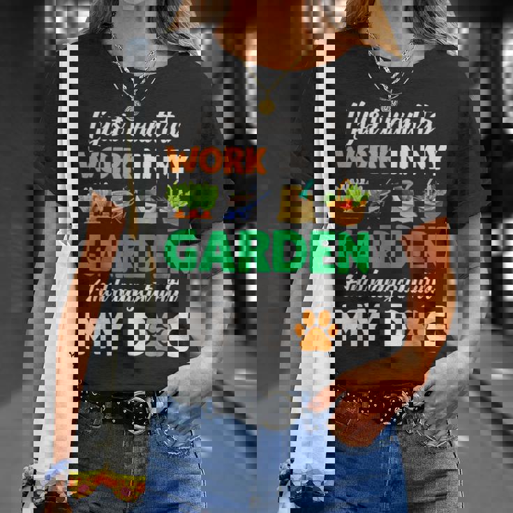 ガーデニング 犬 ペット好き 庭師 庭 ペット ギフト 植物 Tシャツ 彼女への贈り物