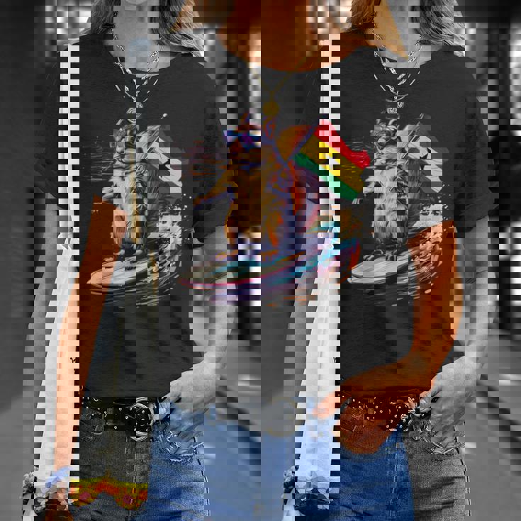 ガーナ プライド サーフィン リス ガーナのルーツ ガーナ国旗 Tシャツ 彼女への贈り物