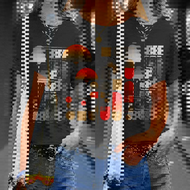 キノコ 幾何学 アート イラスト グラフィック キノコ Tシャツ 彼女への贈り物