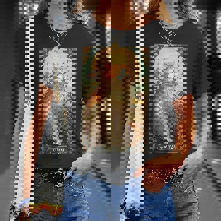 キャットタロットカード、サンタロットカード、アールヌーボーtシャツ Tシャツ 彼女への贈り物