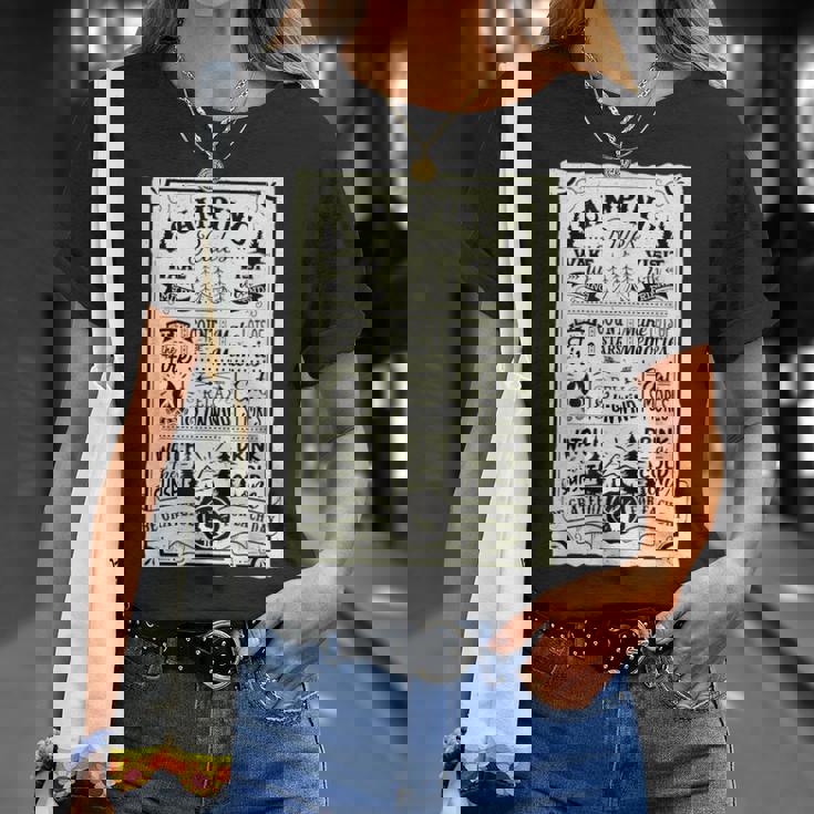 キャンピング ルール 遊び心たっぷりのヴィンテージ調デザイン おもしろ キャンプ Tシャツ 彼女への贈り物