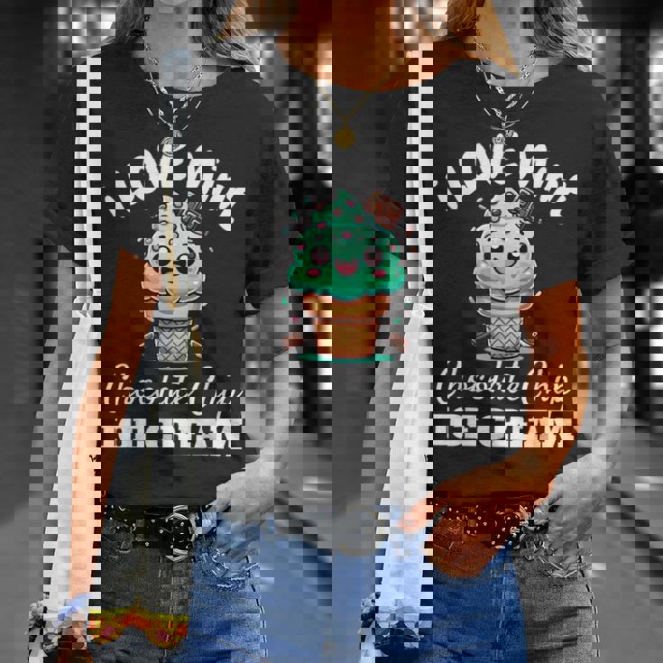 キュート アイラブミント チョコチップス アイスクリーム好き 夏 パーティー Tシャツ 彼女への贈り物