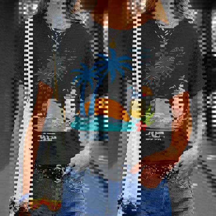 キューバ 熱帯の風景 ハバナ ギフト お土産 カリブ海 ヤシの木 冒険 Tシャツ 彼女への贈り物