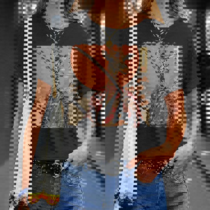 キリン 動物 日本美術 侍 浮世絵 Tシャツ 彼女への贈り物