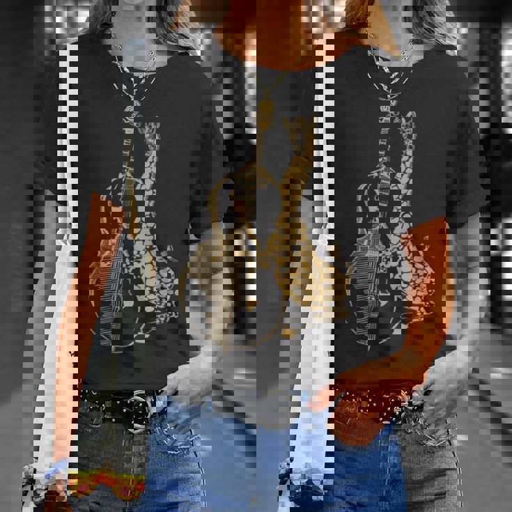 キリン 演奏 チェロ おもしろい 動物 チェリスト ロック ミュージシャン アート Tシャツ 彼女への贈り物