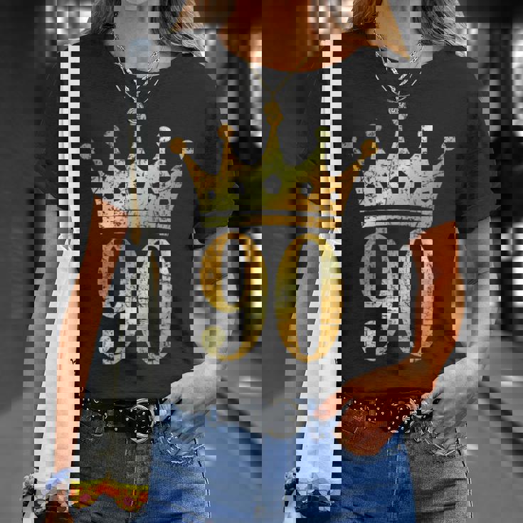 クラウン ナンバー90 ヴィンテージゴールデンイエロー 90歳の誕生日 Tシャツ 彼女への贈り物