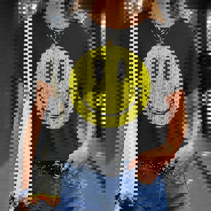 クラシック スマイリーシャツ アンティーク調 80年代風 アシッドハウス アイコン 顔文字 Tシャツ 彼女への贈り物