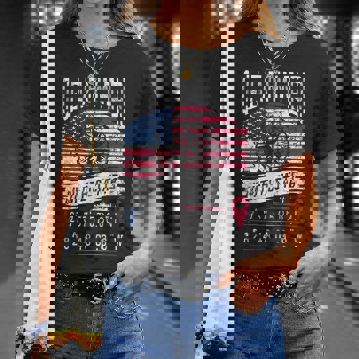 クリアウォーター アメリカ国旗 Gps座標 クリアウォーター Tシャツ 彼女への贈り物