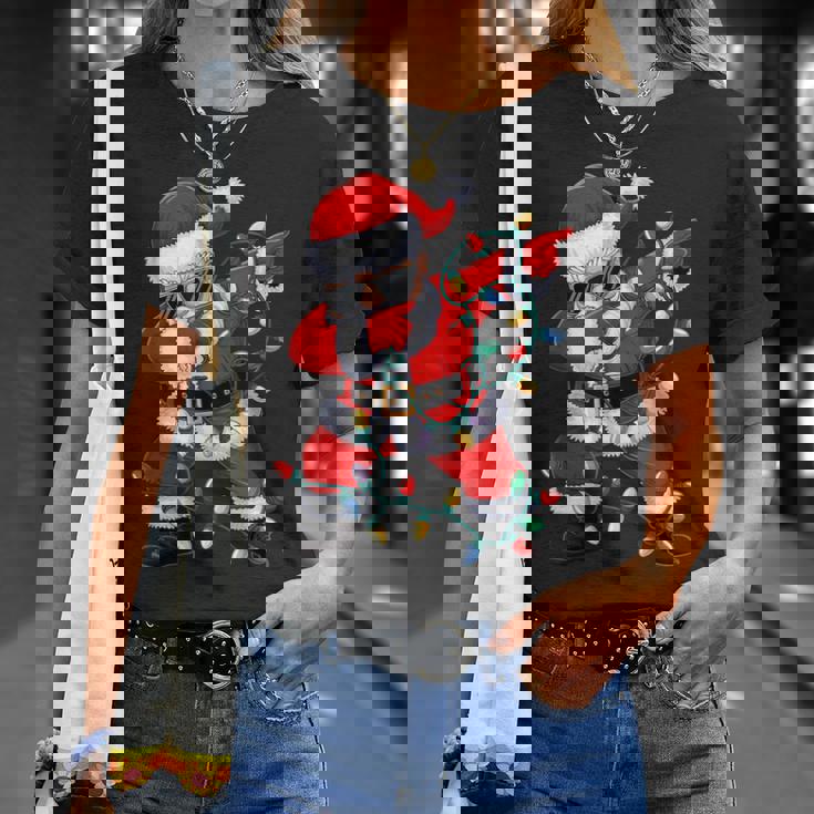 クリスマス サンタクロース ダビングダンス クリスマスライト 家族 Tシャツ 彼女への贈り物