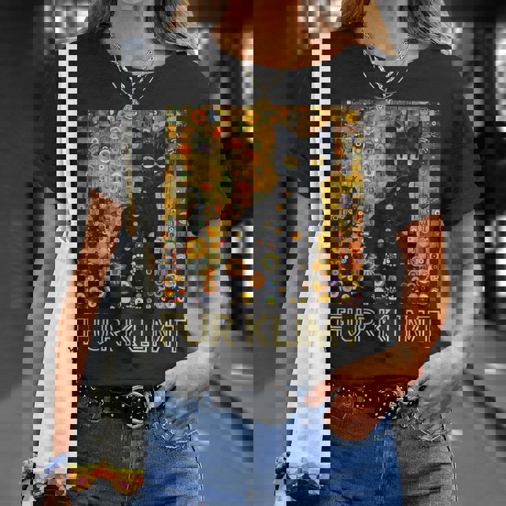 クリムト絵画の黒猫、猫好き、アーティスト美術学生 Tシャツ 彼女への贈り物