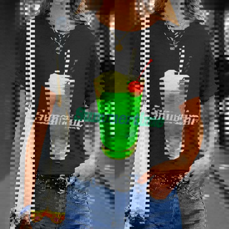 クリームソーダ・夏【 サマータイム 】メロンソーダ 緑 リゾート・夏 大好き 昭和 レトロ Tシャツ 彼女への贈り物