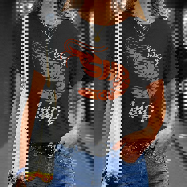 クレイジー エビ レディ シーフード ラバー ディープオーシャン アニマル エビ Tシャツ 彼女への贈り物