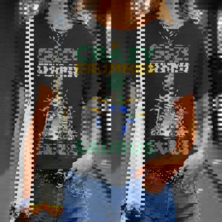 クレイジードラマー ザウルス ドラムプレーヤー ドラム 音楽プレーヤー 恐竜 Tシャツ 彼女への贈り物