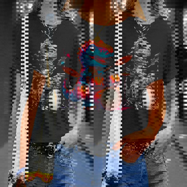 クールなt-Rex恐竜ドラマー音楽バンドデザイン。 Tシャツ 彼女への贈り物