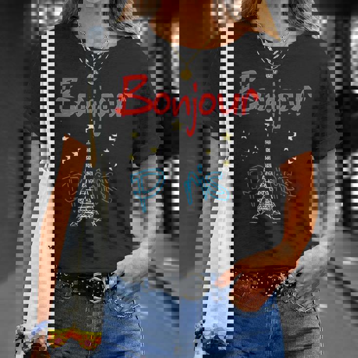 グラフィックデザイン ギフト エッフェル塔 パリ フランス 男性 女性 長袖tシャツ Tシャツ 彼女への贈り物