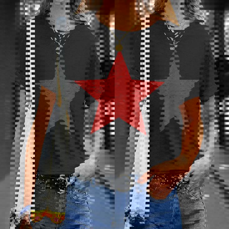 グランジ オルタナティブ アンティーク調 レッドスター 90年代ロックバンド音楽 Tシャツ 彼女への贈り物