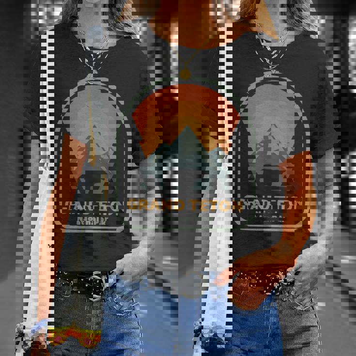 グランドティトン国立公園 レトロサンセット ヴィンテージ Tシャツ 彼女への贈り物