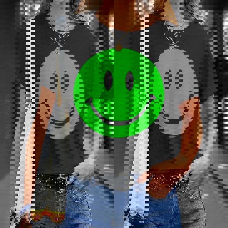 グリーン スマイリーフェイス レトロ グリーン ハッピーフェイス Tシャツ 彼女への贈り物