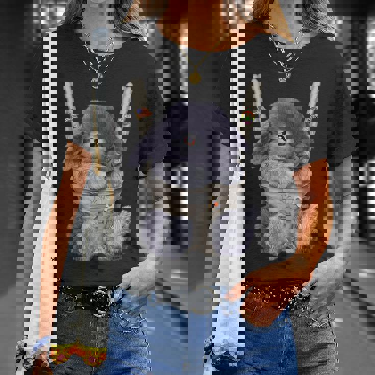 グレー 兎 うさぎ 抱っこ 抱っこ紐 Tシャツ 彼女への贈り物