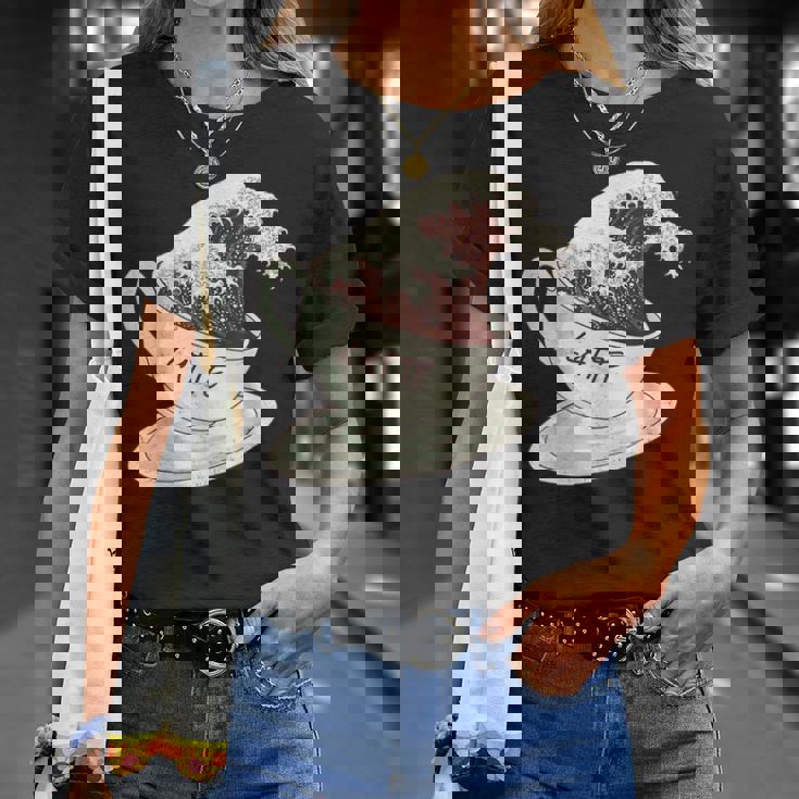 グレートウェーブ カフェラテ コーヒー カフェイン 神奈川 北斎 Tシャツ 彼女への贈り物