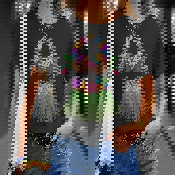 ココナッツブラ レイ 花 草 スカート フラ パーティー ハロウィン Tシャツ 彼女への贈り物